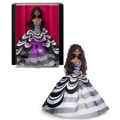 muneca-coleccionable-mattel-barbie-signature-del-65-aniversario-con-cabello-castano-y-bata-blanca-y-negra-hrm59