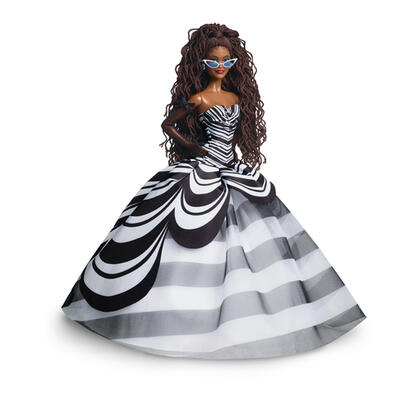 muneca-coleccionable-mattel-barbie-signature-del-65-aniversario-con-cabello-castano-y-bata-blanca-y-negra-hrm59