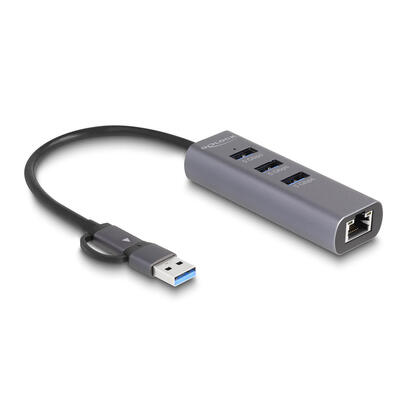delock-64282-hub-usb-de-3-puertos-a-5-gbps-lan-gigabit-con-conector-usb-type-c-o-usb-tipo-a-en-carcasa-metalica