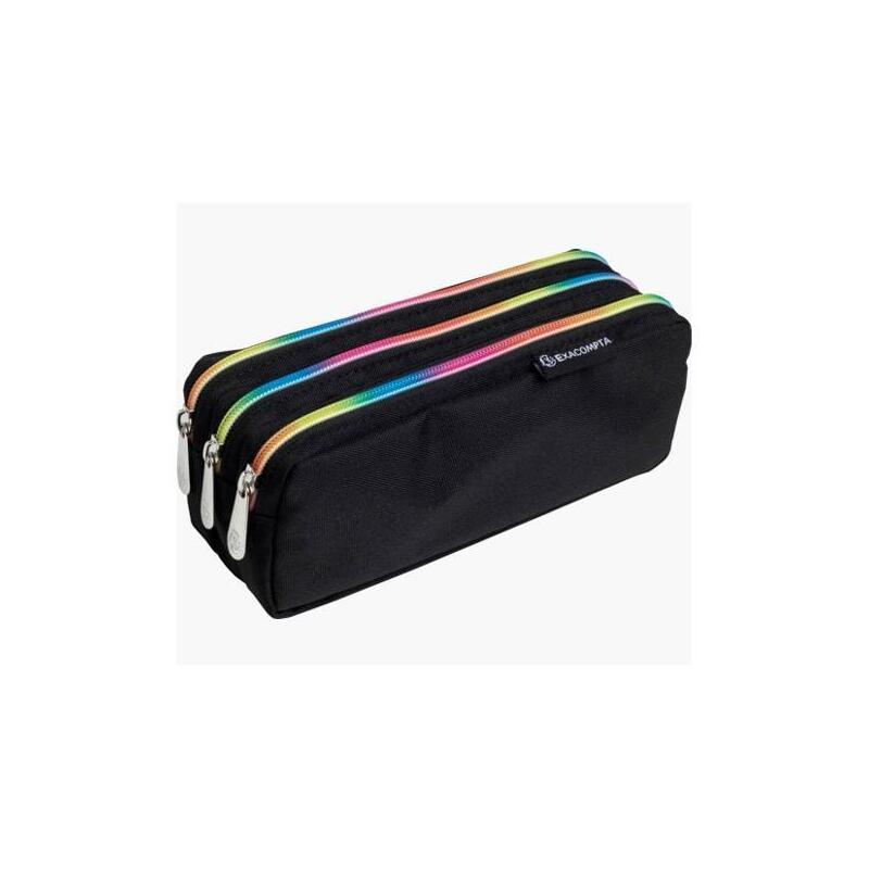 exacompta-estuche-rectangular-3-compartimentos-raimbow-negro