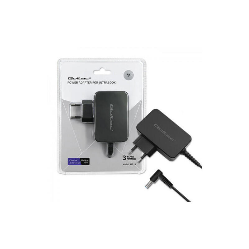 qoltec-51030-power-adapter-for-ultrabook-hp-45w-195v-231a-45x30-pin