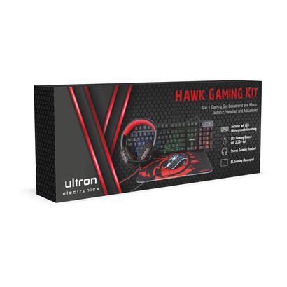 ultron-hawk-gaming-set-teclado-raton-incluido-juego-qwertz-aleman-negro-rojo-blanco