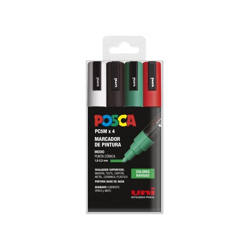 posca-pc-5m-estuche-de-4-marcadores-de-pintura-punta-de-bala-18-25mm-tinta-base-al-agua-resistente-a-la-luz-