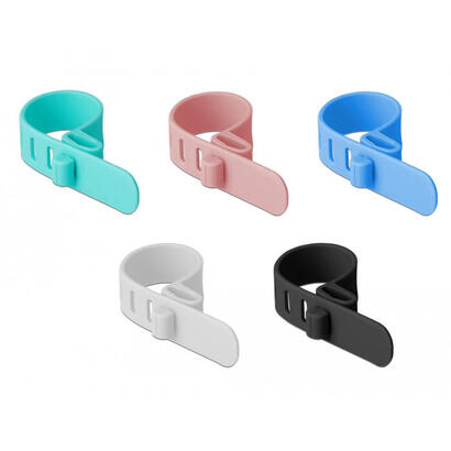 delock-18829-sujetacables-de-silicona-reutilizables-10-piezas-colores-surtidos