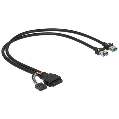 delock-83829-cable-usb-30-pin-header-female-usb-20-pin-header-female-2-x-usb-30-a-female-45-cm