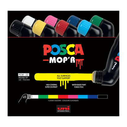 posca-pcm-22-pack-de-8-marcadores-de-pintura-punta-redondeada-de-gomaespuma-3-19mm-tinta-base-al-agua-multi