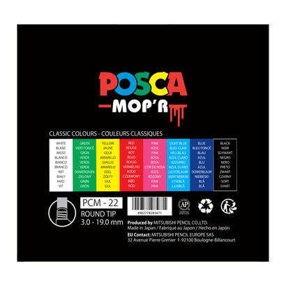 posca-pcm-22-pack-de-8-marcadores-de-pintura-punta-redondeada-de-gomaespuma-3-19mm-tinta-base-al-agua-multi
