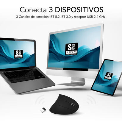 raton-subblim-glide-vertical-ergo-dual-vertical-bluetooth-usb-24ghz-4000dpi-5-botones-uso-diestro-negro