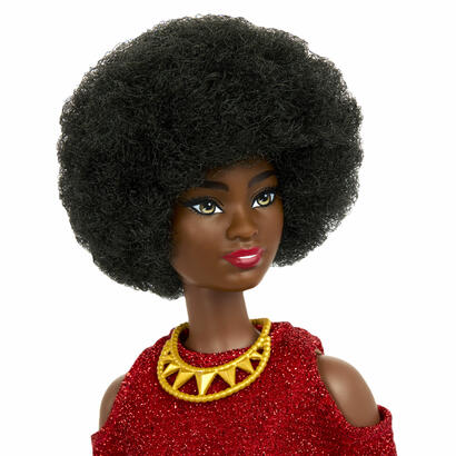 muneca-mattel-barbie-fashionistas-barbie-negra-con-vestido-de-punto-rojo-hrh18