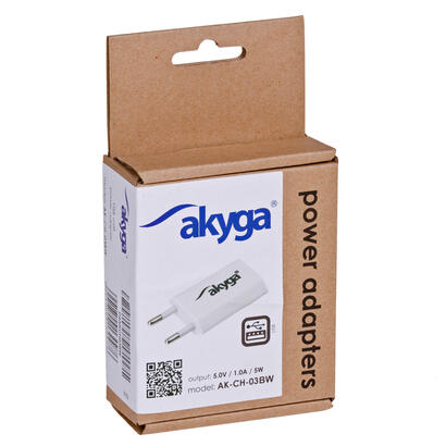 akyga-ak-ch-03wh-usb-charger-wh-240v-1000ma-1xusb-white