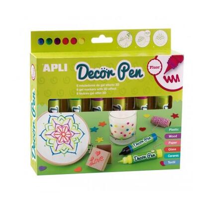 apli-pack-de-6-rotuladores-de-gel-3d-fluor-ideal-para-decorar-plastico-madera-papel-cristal-ceramica-y-textil-