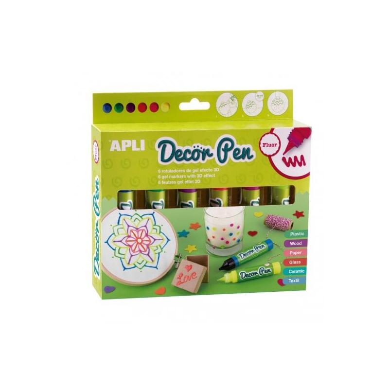 apli-pack-de-6-rotuladores-de-gel-3d-fluor-ideal-para-decorar-plastico-madera-papel-cristal-ceramica-y-textil-