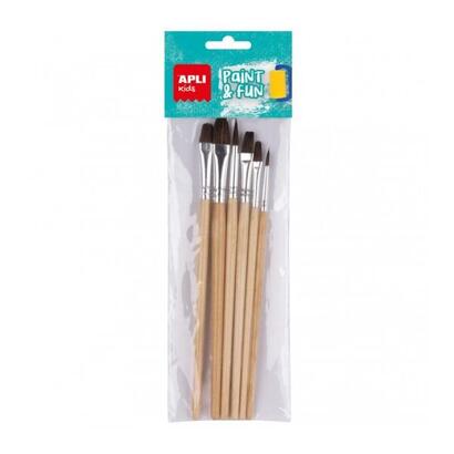 apli-pack-de-6-pinceles-de-madera-para-ninos-punta-redonda-cerdas-de-caballo-fomenta-creatividad-y-colaboracion