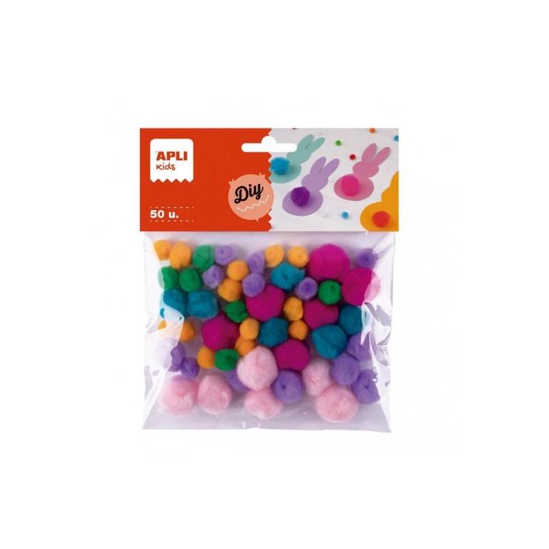 apli-pack-de-50-pompones-de-tacto-suave-ideal-para-manualidades-infantiles-estimula-la-creatividad-colores