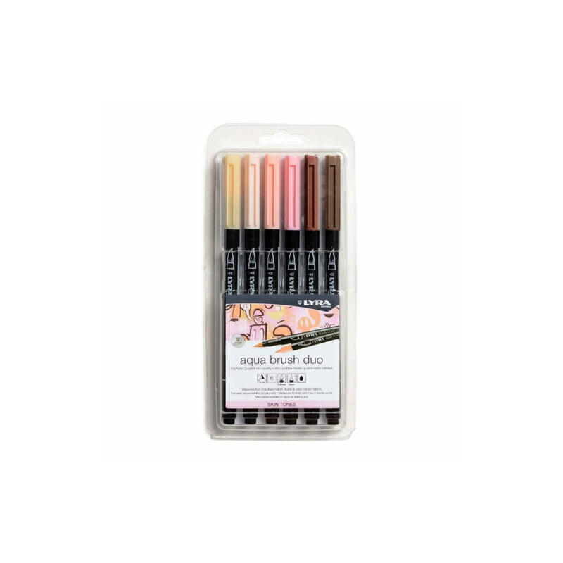 lyra-aqua-brush-duo-pack-6-rotuladores-de-doble-punta-trazos-1-5-y-1mm-tinta-base-de-agua-colores-tonos-de-piel