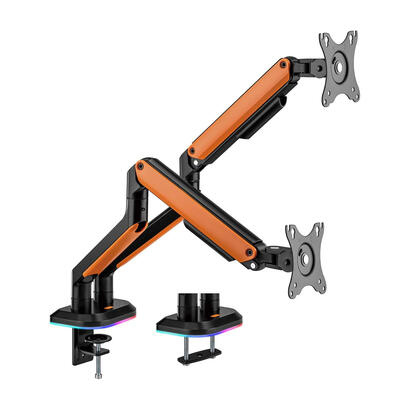 aisens-soporte-de-mesa-rgb-gaming-contrapeso-giratorio-e-inclinable-para-monitortv-9kg-3-pivotes-2-brazos-de-17-32-negro-naranja
