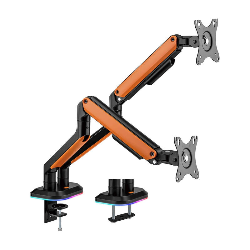 aisens-soporte-de-mesa-rgb-gaming-contrapeso-giratorio-e-inclinable-para-monitortv-9kg-3-pivotes-2-brazos-de-17-32-negro-naranja