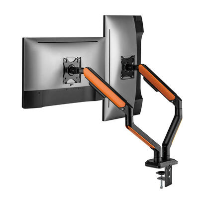 aisens-soporte-de-mesa-rgb-gaming-contrapeso-giratorio-e-inclinable-para-monitortv-9kg-3-pivotes-2-brazos-de-17-32-negro-naranja