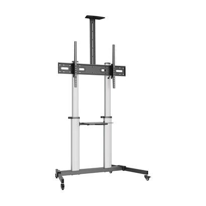 aisens-soporte-de-suelo-pro-con-ruedas-bandejas-para-dvd-y-soporte-de-camara-para-monitortv-100kg-de-60-100-negro-plata