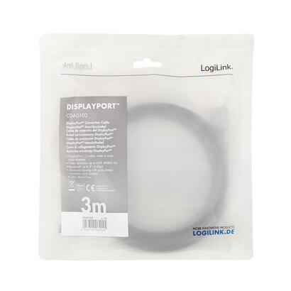 cable-logilink-cda0102-displayport-3-m-gris-negro