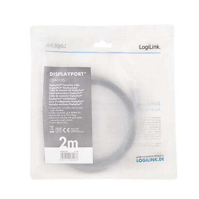 cable-logilink-cda0105-displayport-2-m-negro-gris