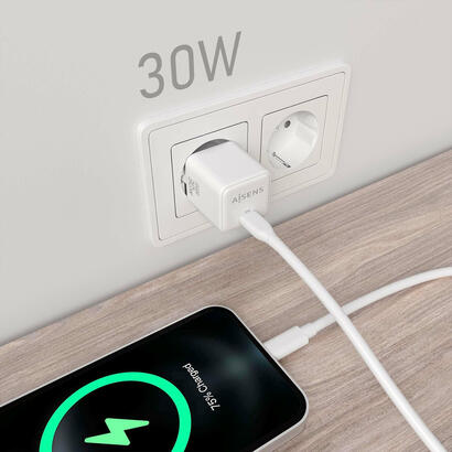 aisens-cargador-gan-30w-1xusb-c-pd30-qc40-blanco