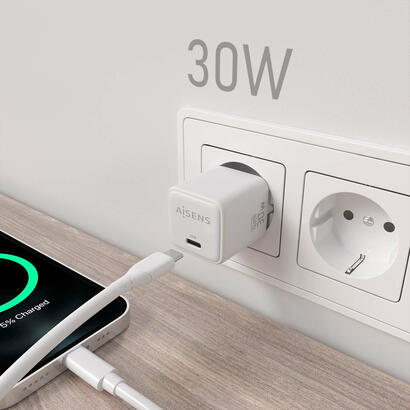 aisens-cargador-gan-30w-1xusb-c-pd30-qc40-blanco