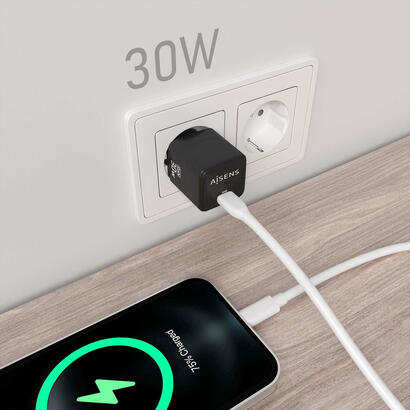 aisens-cargador-gan-30w-1xusb-c-pd30-qc40-negro