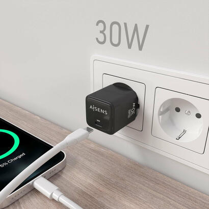 aisens-cargador-gan-30w-1xusb-c-pd30-qc40-negro