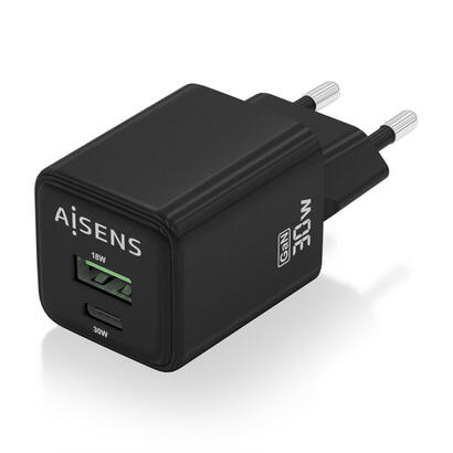 aisens-cargador-gan-30w-1xusb-c-pd30-qc40-1xusb-a-qc30-negro
