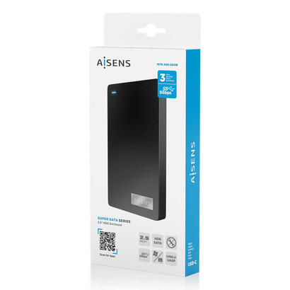 aisens-caja-externa-25quot-ase-2541b-95mm-sata-a-usb-c-usb31-gen1-negra