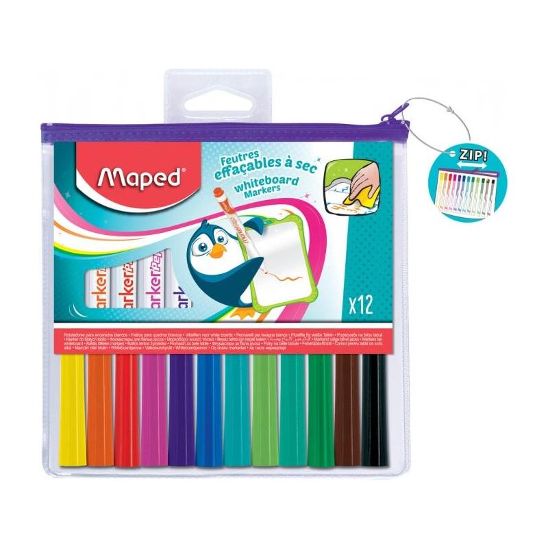 maped-marker-peps-pack-de-12-rotuladores-para-pizarra-blanca-punta-de-bala-15mm-borrado-en-seco-practica-bolsa