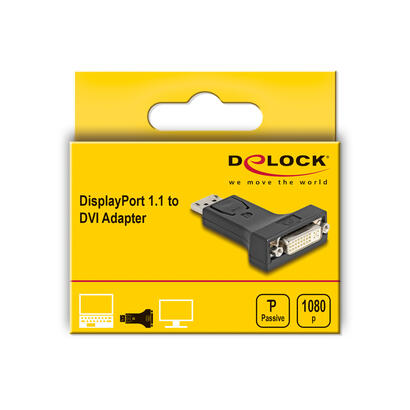 delock-66615-adaptador-displayport-11-macho-a-dvi-hembra-pasivo-negro