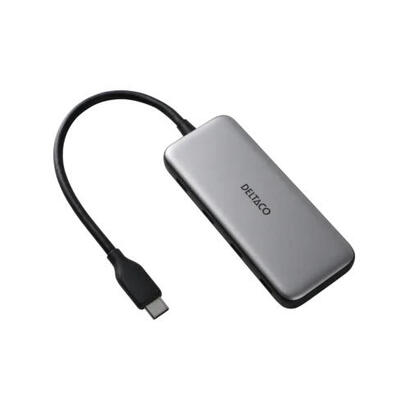 deltaco-usbc-hub204-hub-de-interfaz-usb-tipo-c-5000-mbits-gris