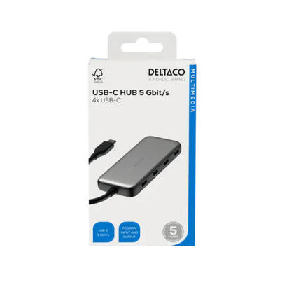 deltaco-usbc-hub204-hub-de-interfaz-usb-tipo-c-5000-mbits-gris