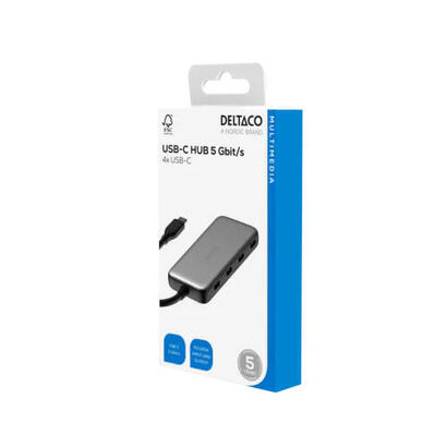 deltaco-usbc-hub204-hub-de-interfaz-usb-tipo-c-5000-mbits-gris