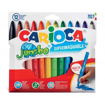 carioca-jumbo-pack-de-12-rotuladores-cuerpo-octogonal-maxi-tinta-superlavable-punta-maxi-6mm-bloqueada-tapa