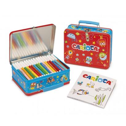 carioca-pack-de-100-rotuladores-punta-fina-y-tinta-superlavable-caja-de-metal-1-album-para-colorear-dedicado-a