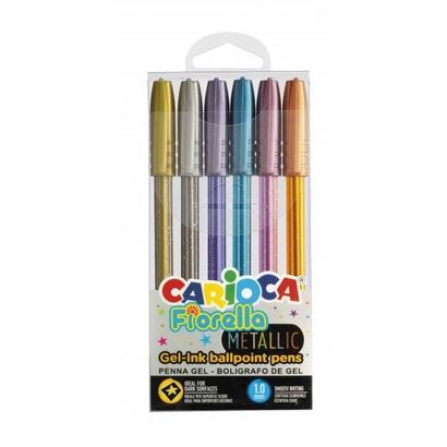 carioca-fiorella-pack-de-6-boligrafos-de-colores-metallic-boligrafo-con-punta-de-esfera-y-cuerpo-transparente-fluo-