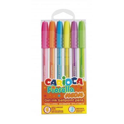 carioca-fiorella-pack-de-6-boligrafos-de-colores-neon-boligrafo-con-punta-de-esfera-y-cuerpo-transparente-fluo-
