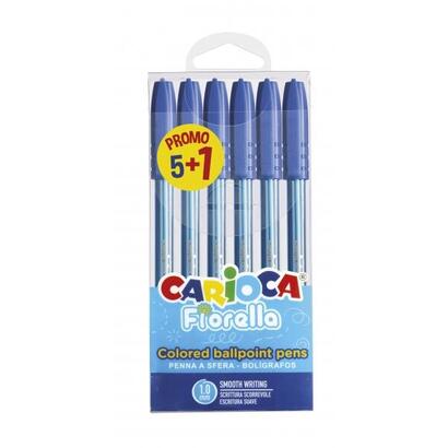 carioca-fiorella-pack-de-6-boligrafos-punta-de-esfera-cuerpo-transparente-fluo-punta-o-1mm-escritura-brillante
