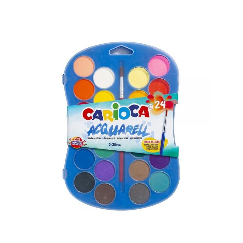 carioca-acuarela-pack-de-24-colores-en-pastilla-brillantes-facilmente-mezclables-o-30mm-varios