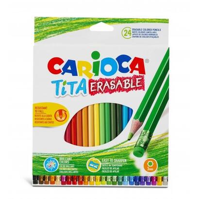 carioca-tita-pack-de-24-lapices-borrables-de-resina-cuerpo-hexagonal-colores-brillantes-y-lavables-escritura