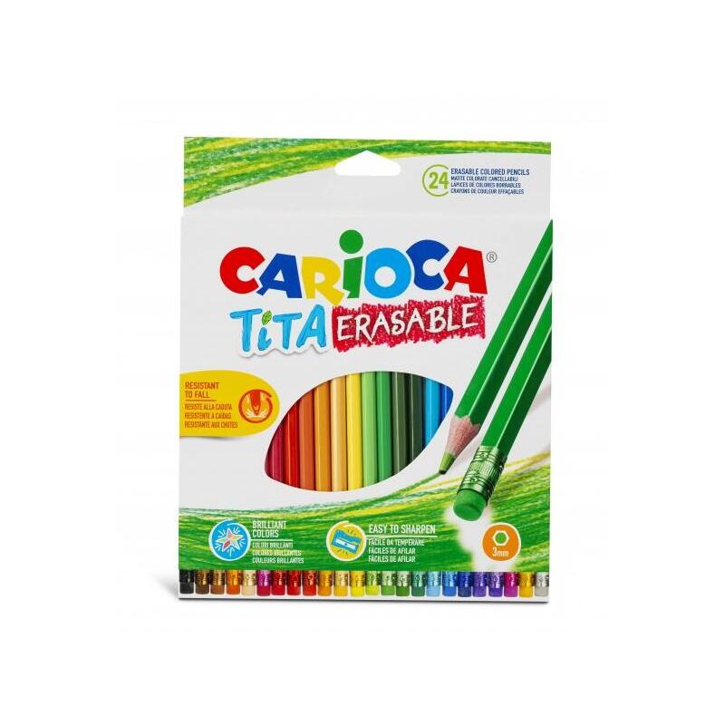 carioca-tita-pack-de-24-lapices-borrables-de-resina-cuerpo-hexagonal-colores-brillantes-y-lavables-escritura