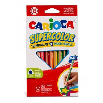 carioca-supercolor-pack-de-12-lapices-de-madera-cuerpo-triangular-maxi-colores-intensos-y-gran-opacidad-