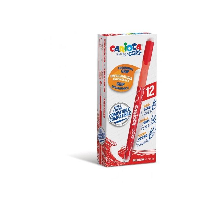 pack-de-12-unidades-carioca-oops-boligrafos-borrables-tinta-roja-termo-sensible-empunadura-ergonomica-triangular-