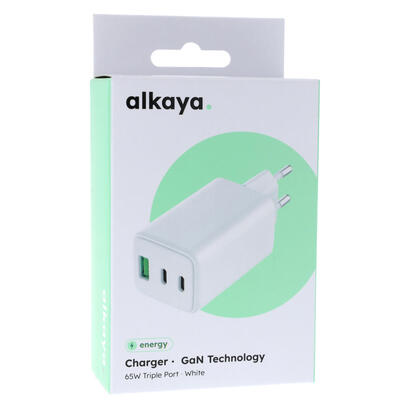 cargador-alkaya-nexus-con-tecnologia-gan-65w-blanco