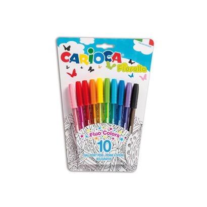 carioca-fiorella-pack-de-10-boligrafos-punta-de-esfera-cuerpo-transparente-fluo-punta-o-1mm-escritura-brillante