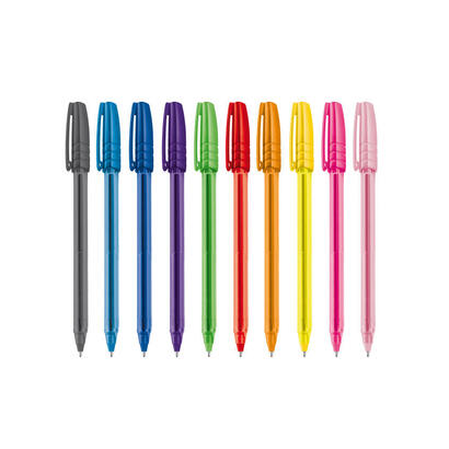 carioca-fiorella-pack-de-10-boligrafos-punta-de-esfera-cuerpo-transparente-fluo-punta-o-1mm-escritura-brillante