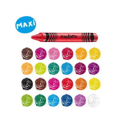 carioca-maxi-pack-de-24-ceras-colores-brillantes-lavables-cuerpo-de-o-12mm-varios